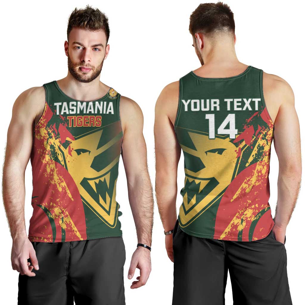 Custom Australia Tasmania Cricket Men Tank Top Go Tasmanian Tigers - Grunge Style