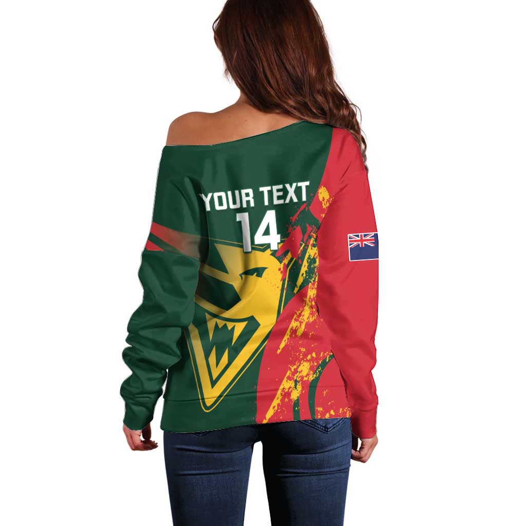 Custom Australia Tasmania Cricket Off Shoulder Sweater Go Tasmanian Tigers - Grunge Style