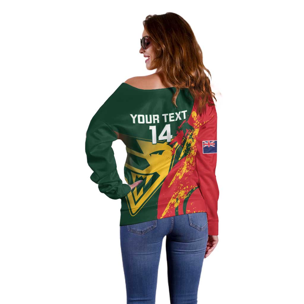 Custom Australia Tasmania Cricket Off Shoulder Sweater Go Tasmanian Tigers - Grunge Style