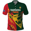 Custom Australia Tasmania Cricket Polo Shirt Go Tasmanian Tigers - Grunge Style