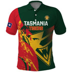Custom Australia Tasmania Cricket Polo Shirt Go Tasmanian Tigers - Grunge Style