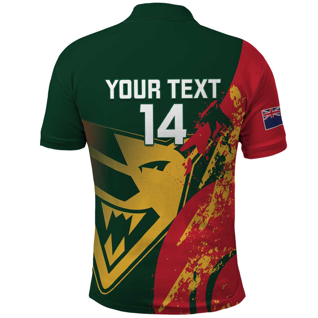 Custom Australia Tasmania Cricket Polo Shirt Go Tasmanian Tigers - Grunge Style