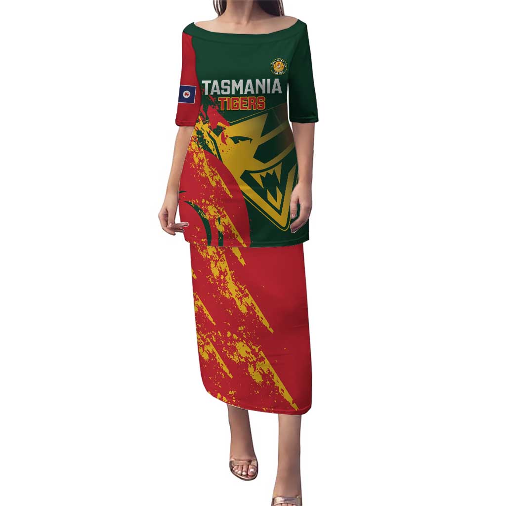 Custom Australia Tasmania Cricket Puletasi Go Tasmanian Tigers - Grunge Style