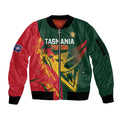 Custom Australia Tasmania Cricket Sleeve Zip Bomber Jacket Go Tasmanian Tigers - Grunge Style