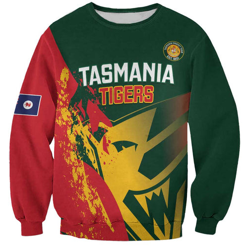 Custom Australia Tasmania Cricket Sweatshirt Go Tasmanian Tigers - Grunge Style