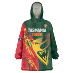 Custom Australia Tasmania Cricket Wearable Blanket Hoodie Go Tasmanian Tigers - Grunge Style