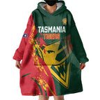 Custom Australia Tasmania Cricket Wearable Blanket Hoodie Go Tasmanian Tigers - Grunge Style