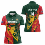 Custom Australia Tasmania Cricket Women Polo Shirt Go Tasmanian Tigers - Grunge Style