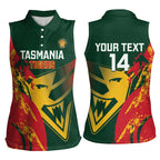 Custom Australia Tasmania Cricket Women Sleeveless Polo Shirt Go Tasmanian Tigers - Grunge Style