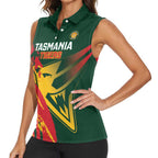 Custom Australia Tasmania Cricket Women Sleeveless Polo Shirt Go Tasmanian Tigers - Grunge Style