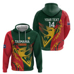Custom Australia Tasmania Cricket Zip Hoodie Go Tasmanian Tigers - Grunge Style