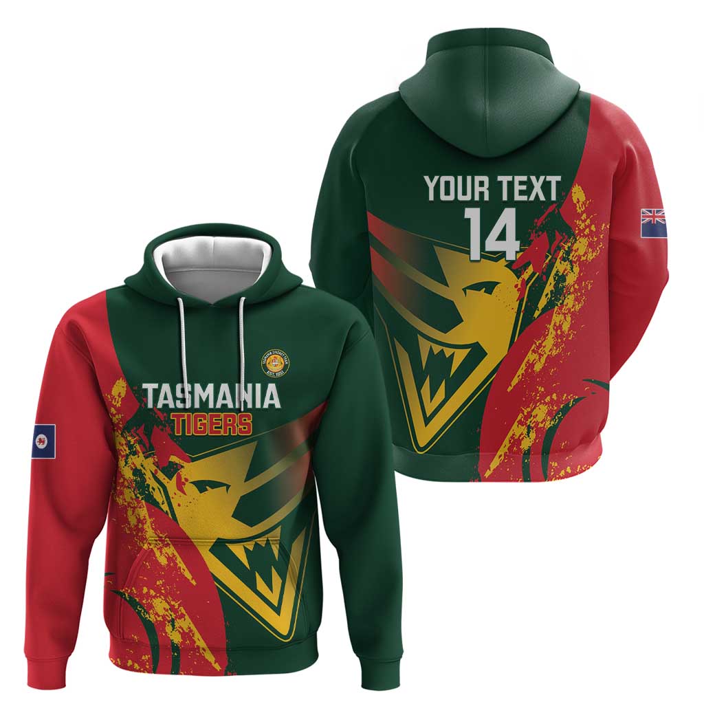 Custom Australia Tasmania Cricket Zip Hoodie Go Tasmanian Tigers - Grunge Style