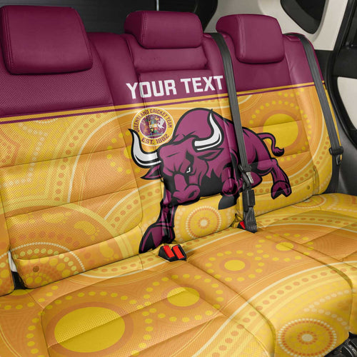 Custom Australia Queensland Cricket Back Car Seat Cover Go Bulls - Aboriginal Art
