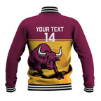 Custom Australia Queensland Cricket Baseball Jacket Go Bulls - Aboriginal Art