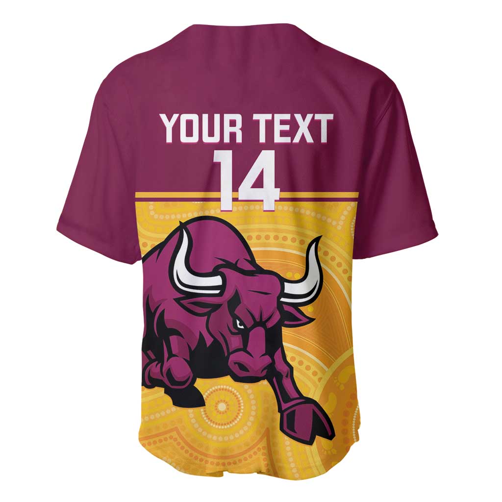 Custom Australia Queensland Cricket Baseball Jersey Go Bulls - Aboriginal Art