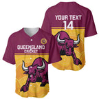 Custom Australia Queensland Cricket Baseball Jersey Go Bulls - Aboriginal Art