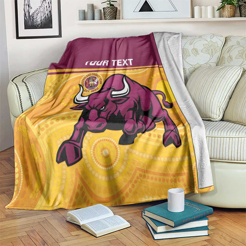 Custom Australia Queensland Cricket Blanket Go Bulls - Aboriginal Art