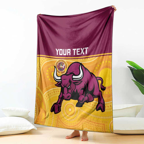 Custom Australia Queensland Cricket Blanket Go Bulls - Aboriginal Art