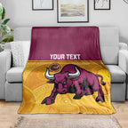 Custom Australia Queensland Cricket Blanket Go Bulls - Aboriginal Art