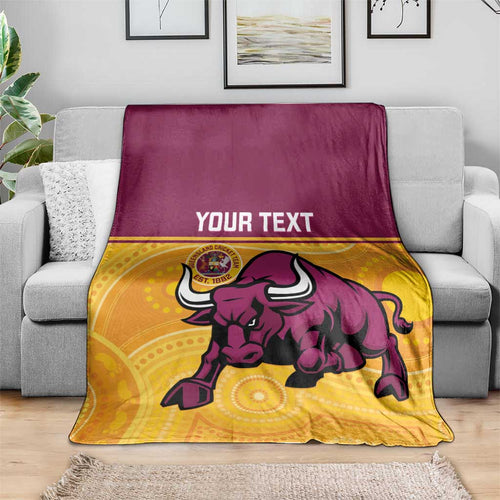 Custom Australia Queensland Cricket Blanket Go Bulls - Aboriginal Art