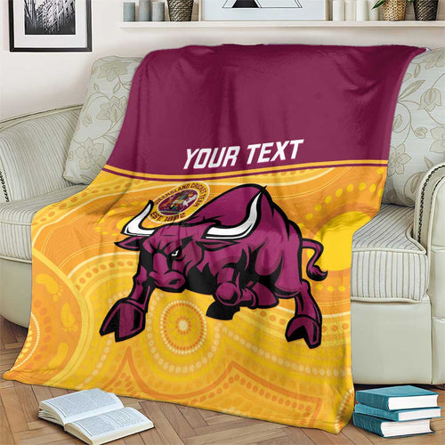 Custom Australia Queensland Cricket Blanket Go Bulls - Aboriginal Art