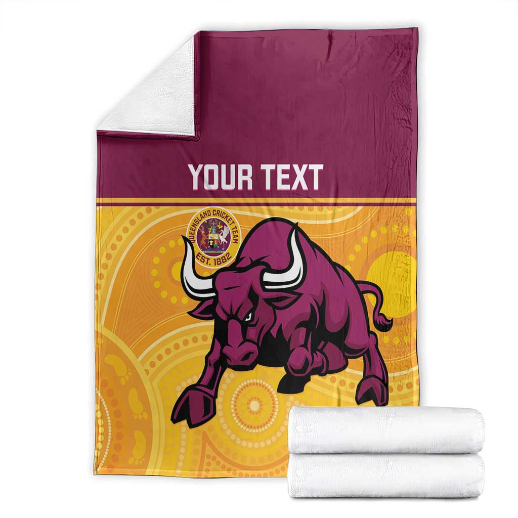 Custom Australia Queensland Cricket Blanket Go Bulls - Aboriginal Art