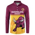 Custom Australia Queensland Cricket Button Sweatshirt Go Bulls - Aboriginal Art