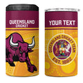 Custom Australia Queensland Cricket 4 in 1 Can Cooler Tumbler Go Bulls - Aboriginal Art