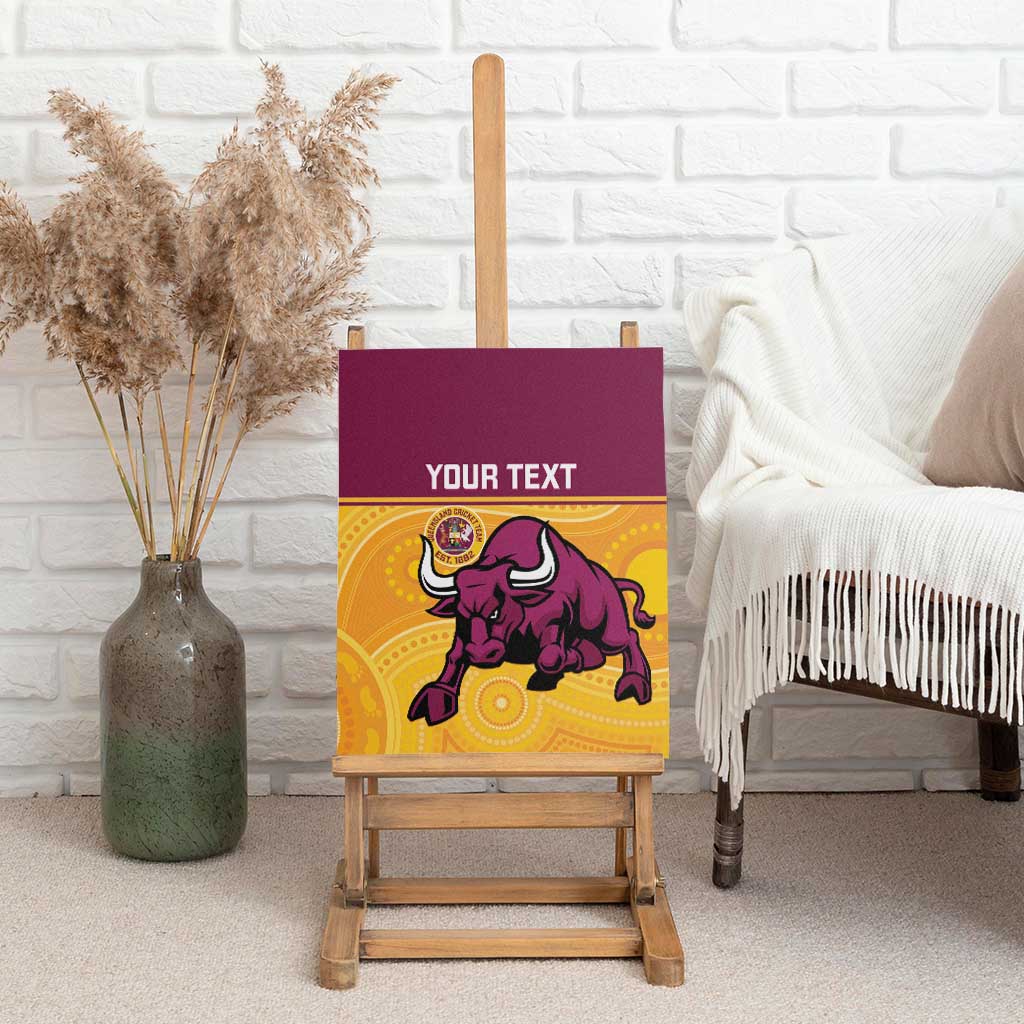 Custom Australia Queensland Cricket Canvas Wall Art Go Bulls - Aboriginal Art