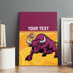 Custom Australia Queensland Cricket Canvas Wall Art Go Bulls - Aboriginal Art