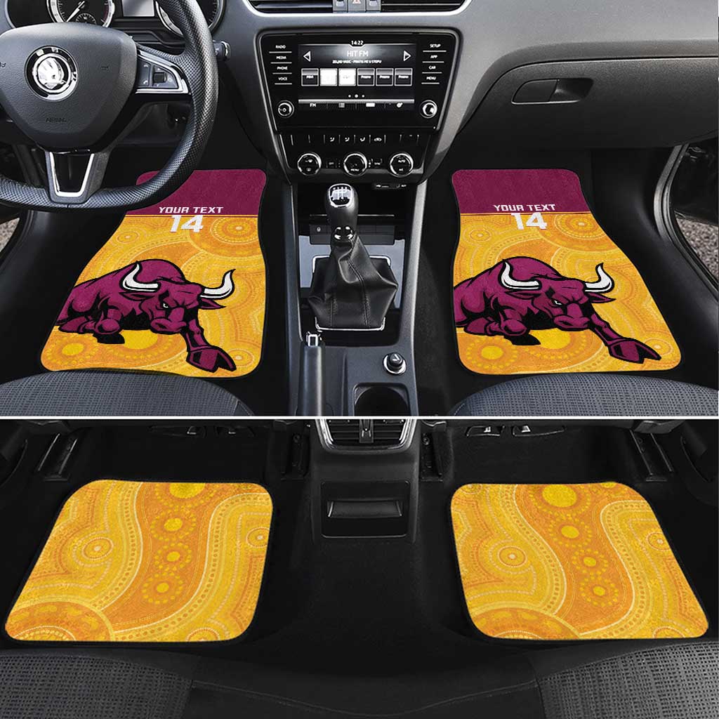 Custom Australia Queensland Cricket Car Mats Go Bulls - Aboriginal Art