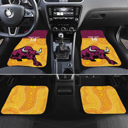 Custom Australia Queensland Cricket Car Mats Go Bulls - Aboriginal Art