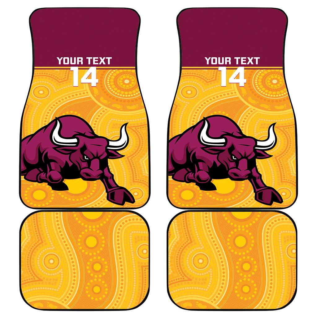 Custom Australia Queensland Cricket Car Mats Go Bulls - Aboriginal Art
