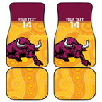 Custom Australia Queensland Cricket Car Mats Go Bulls - Aboriginal Art