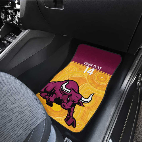 Custom Australia Queensland Cricket Car Mats Go Bulls - Aboriginal Art