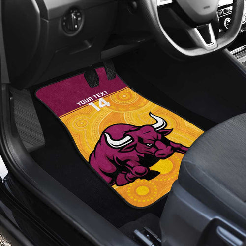 Custom Australia Queensland Cricket Car Mats Go Bulls - Aboriginal Art