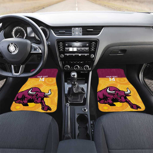 Custom Australia Queensland Cricket Car Mats Go Bulls - Aboriginal Art