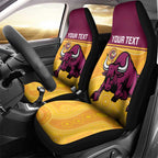Custom Australia Queensland Cricket Car Seat Cover Go Bulls - Aboriginal Art