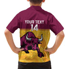 Custom Australia Queensland Cricket Family Matching Long Sleeve Bodycon Dress and Hawaiian Shirt Go Bulls - Aboriginal Art