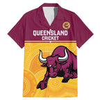 Custom Australia Queensland Cricket Family Matching Mermaid Dress and Hawaiian Shirt Go Bulls - Aboriginal Art