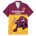 Custom Australia Queensland Cricket Hawaiian Shirt Go Bulls - Aboriginal Art