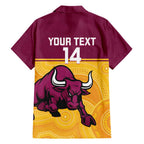 Custom Australia Queensland Cricket Hawaiian Shirt Go Bulls - Aboriginal Art