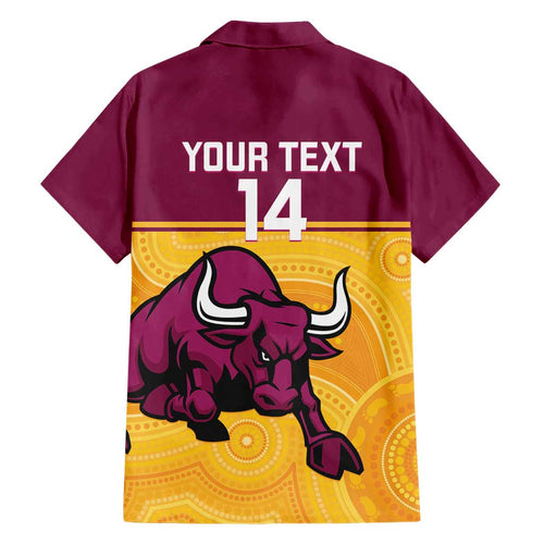 Custom Australia Queensland Cricket Hawaiian Shirt Go Bulls - Aboriginal Art