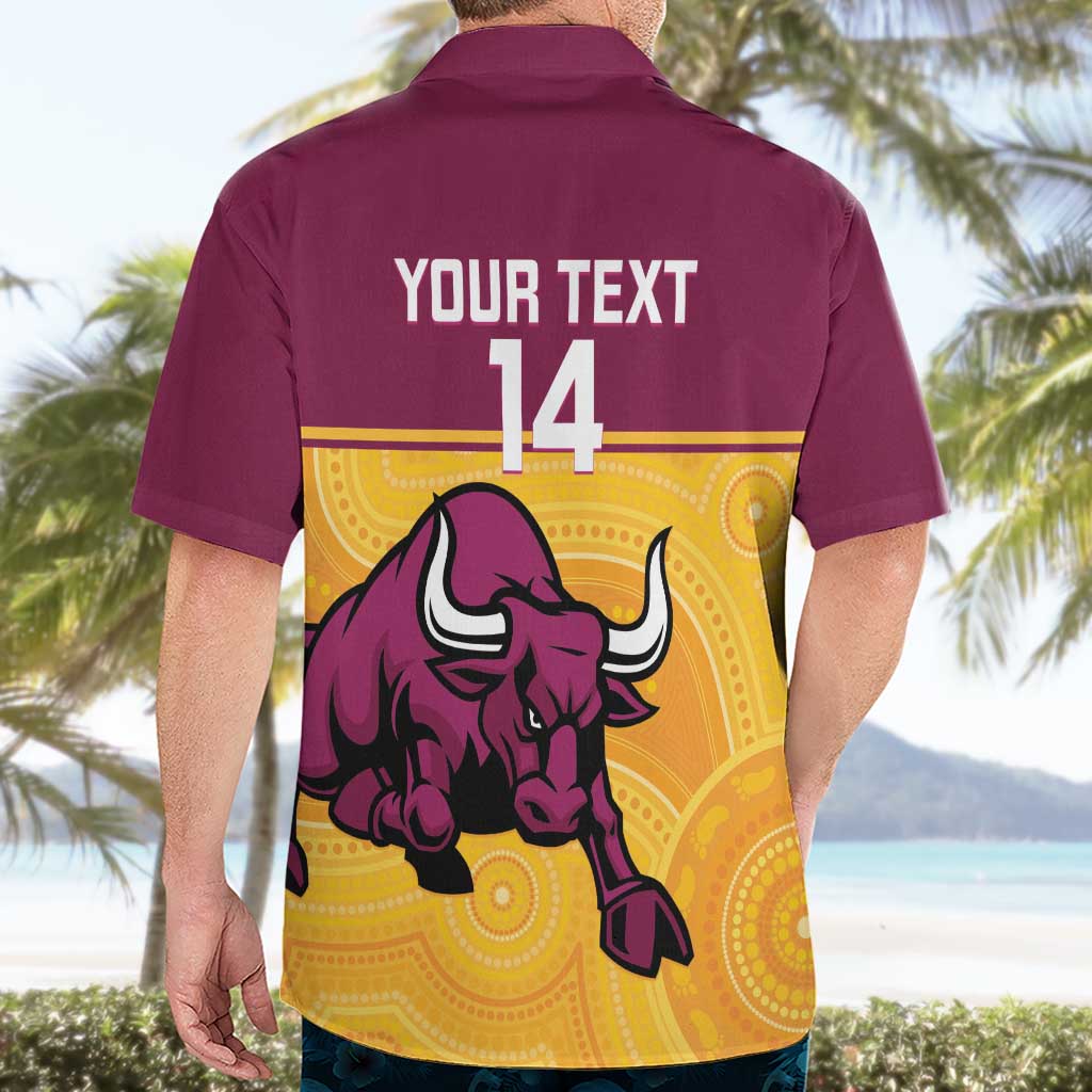 Custom Australia Queensland Cricket Hawaiian Shirt Go Bulls - Aboriginal Art