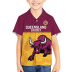 Custom Australia Queensland Cricket Hawaiian Shirt Go Bulls - Aboriginal Art