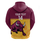 Custom Australia Queensland Cricket Hoodie Go Bulls - Aboriginal Art
