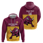 Custom Australia Queensland Cricket Hoodie Go Bulls - Aboriginal Art