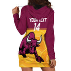 Custom Australia Queensland Cricket Hoodie Dress Go Bulls - Aboriginal Art