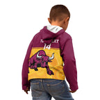 Custom Australia Queensland Cricket Kid Hoodie Go Bulls - Aboriginal Art