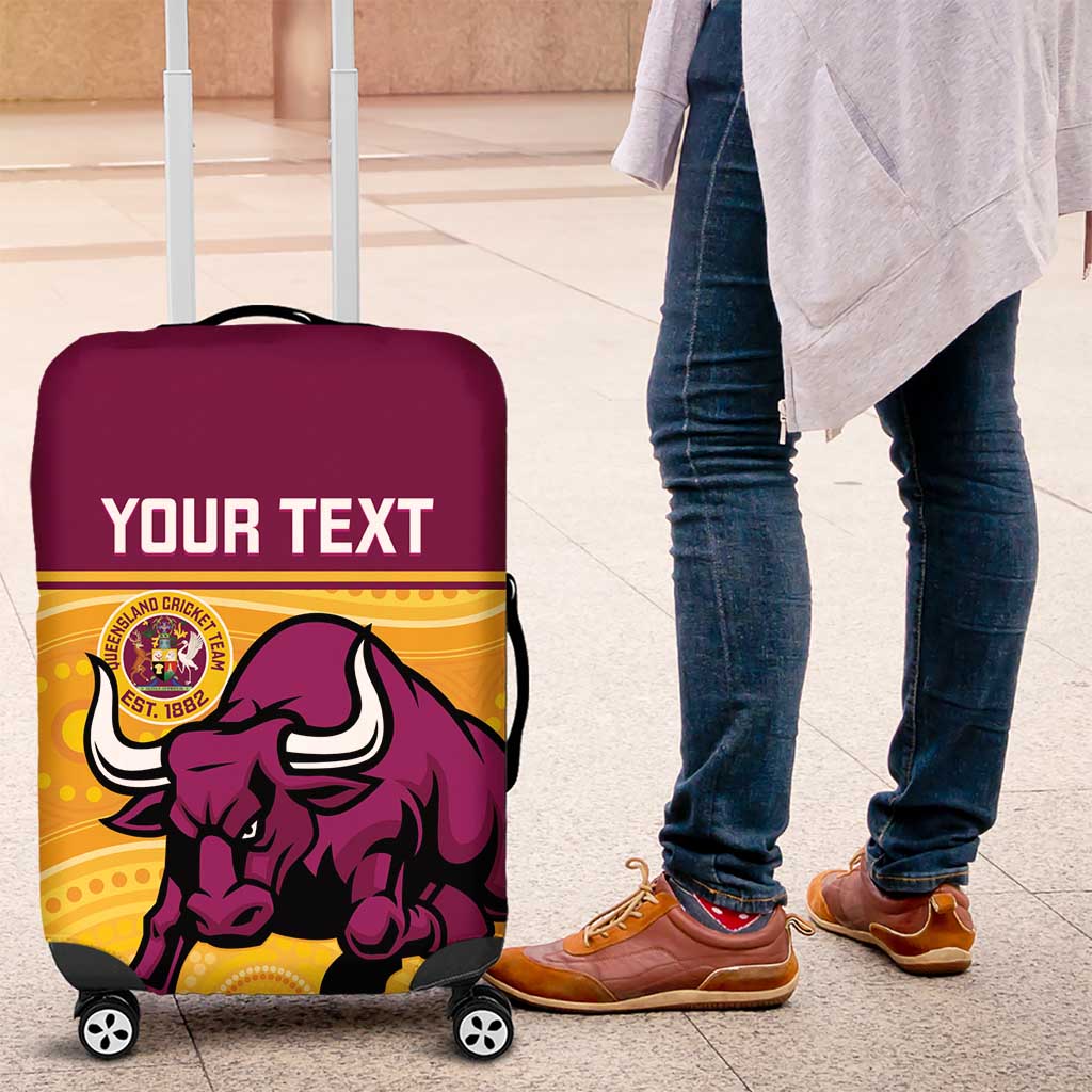 Custom Australia Queensland Cricket Luggage Cover Go Bulls - Aboriginal Art